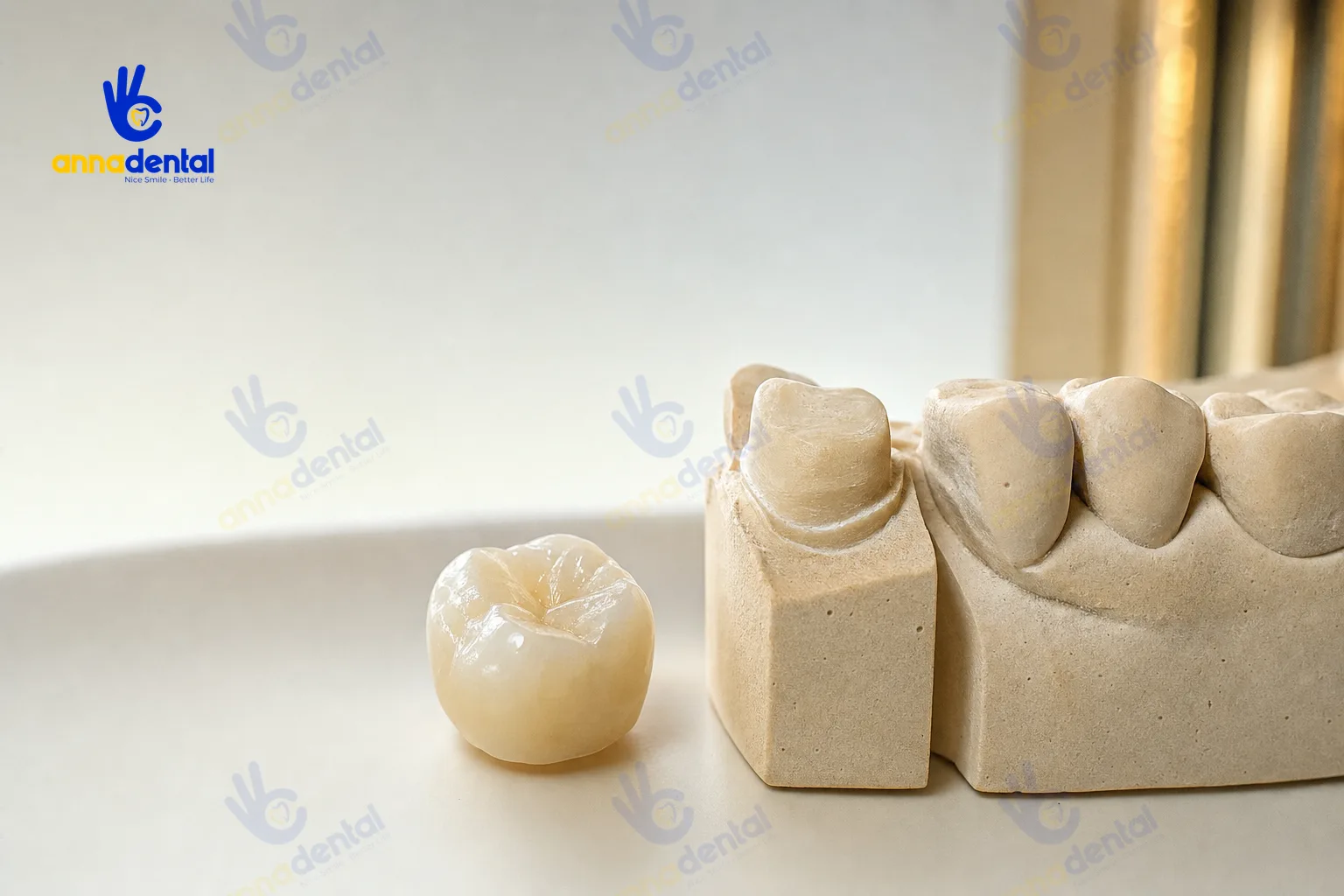 Mô phỏng bọc răng sứ có phải mài răng thật không trên mẫu hàm