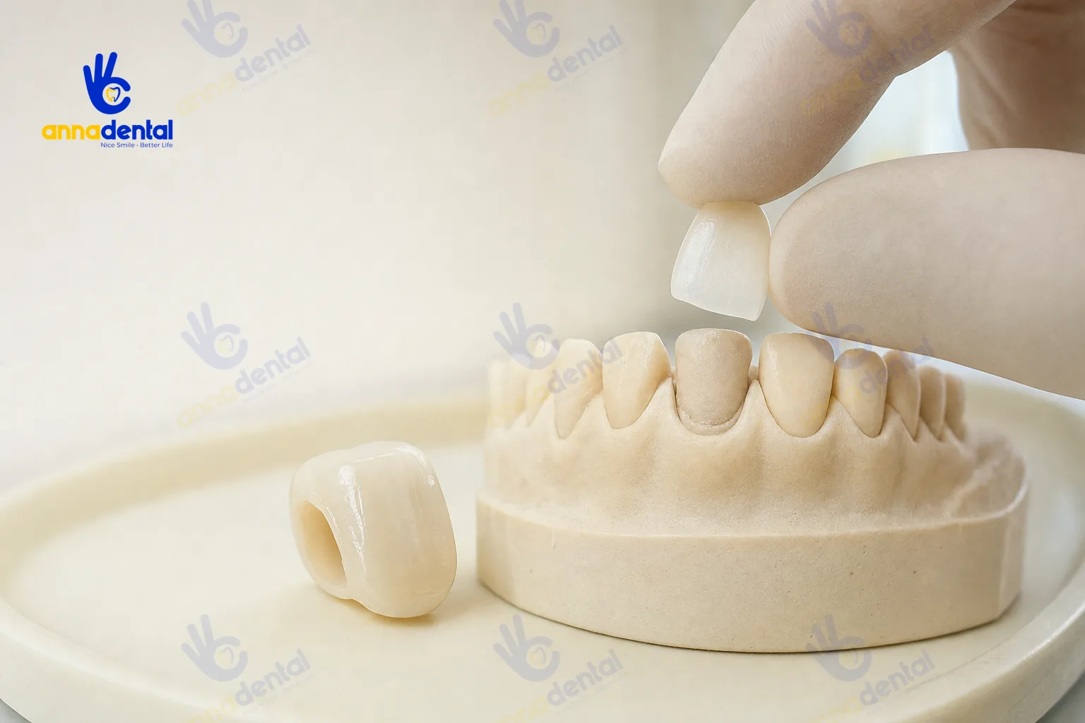 So sánh veneer sứ mỏng với mão sứ toàn phần trên mẫu hàm