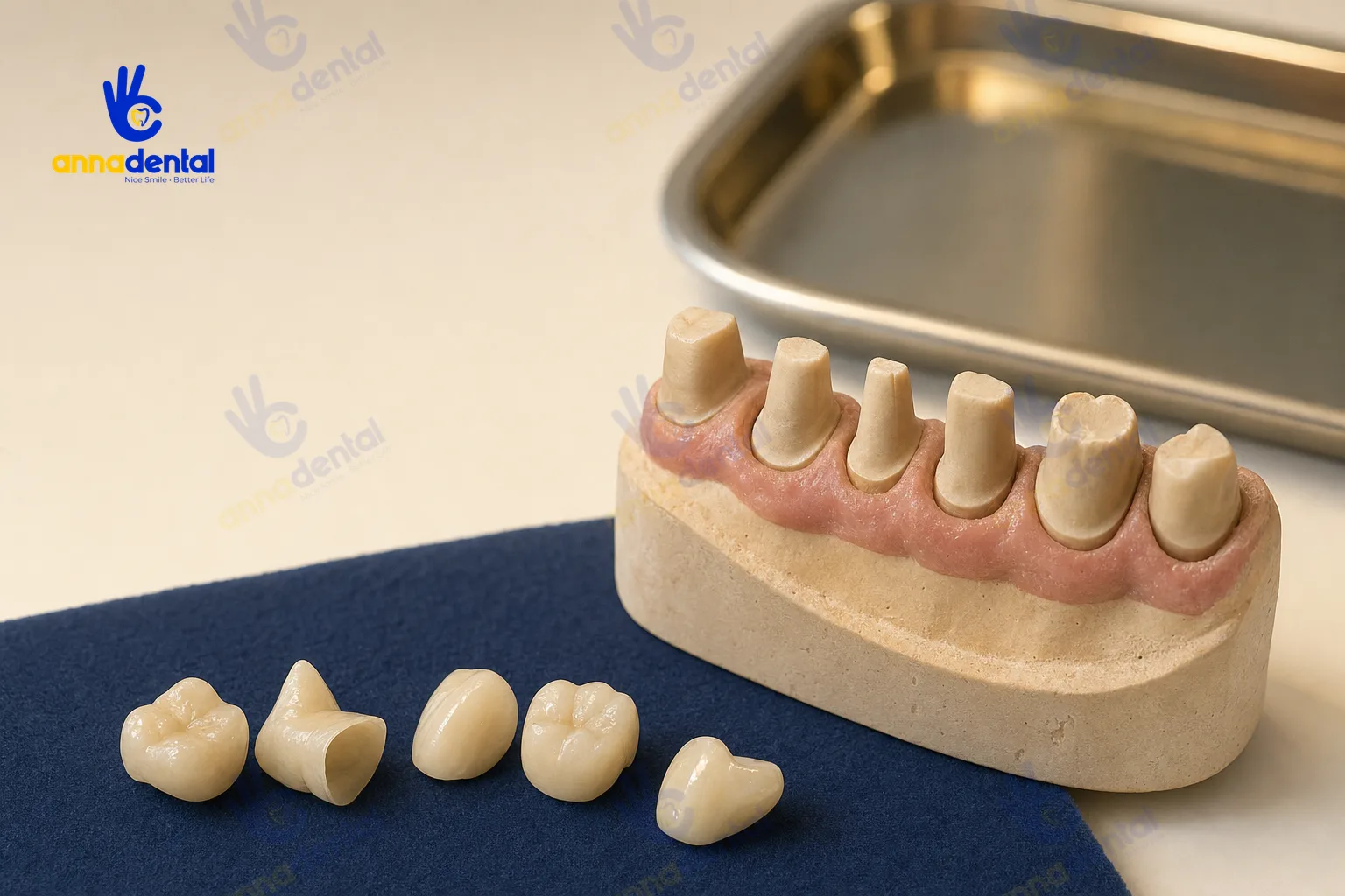 Mô hình răng cho thấy hậu quả mài răng sai kỹ thuật