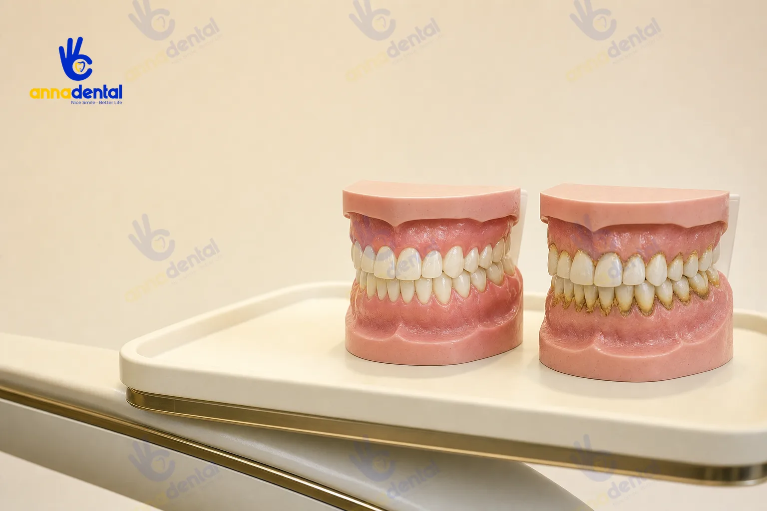 Mẫu răng so sánh mảng bám mềm và cao răng cứng