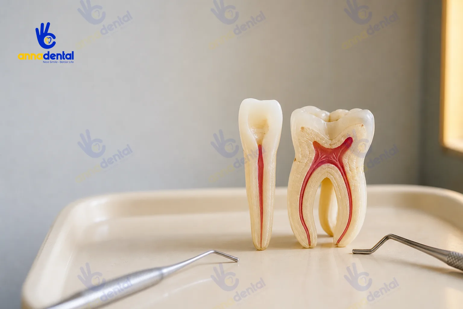 So sánh cấu trúc ống tủy giữa răng cửa và răng hàm trên mẫu mô hình thật