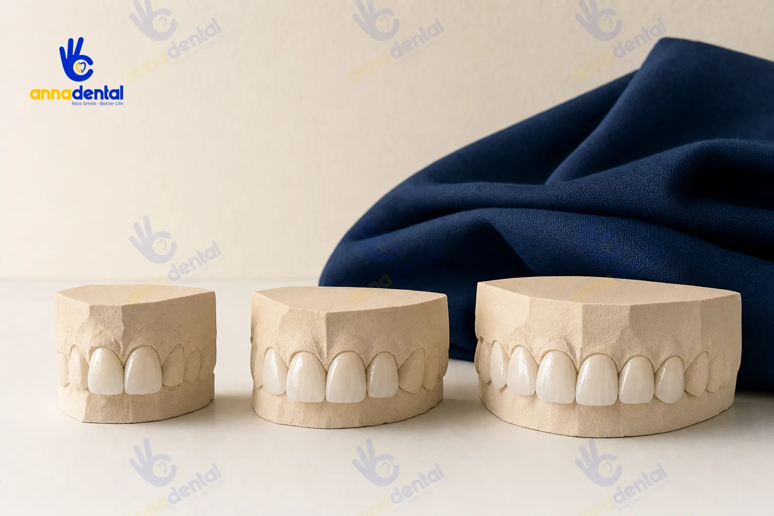 So sánh bọc 2, 4 và 6 răng cửa trên mô hình