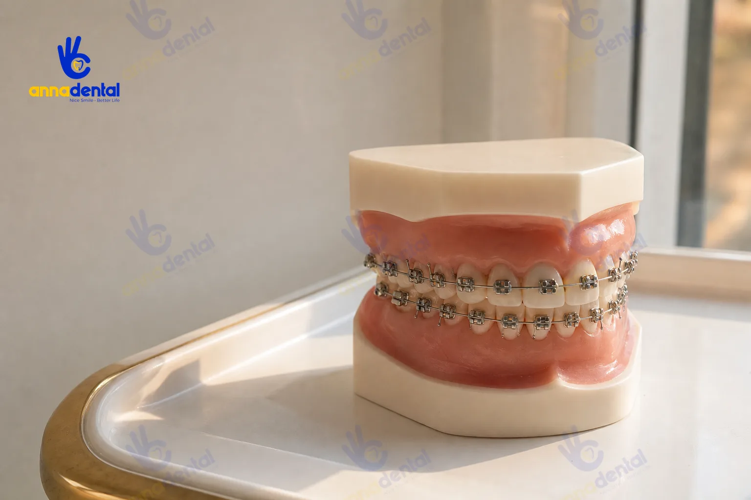 Ảnh cận cảnh dụng cụ chỉnh nha minh hoạ khi nào nên niềng răng