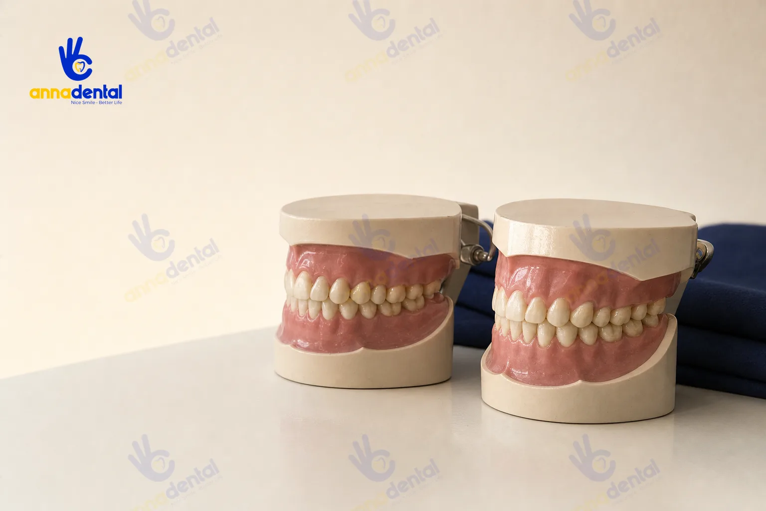 Hai mẫu hàm so sánh đường viền hàm ít rõ và rõ hơn