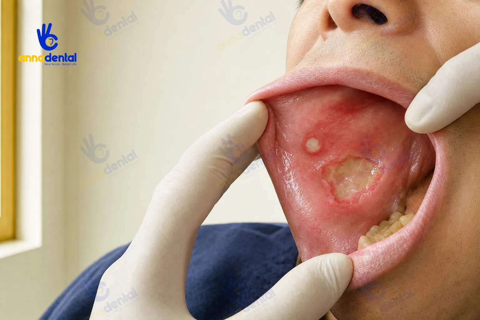 So sánh vết loét nhiệt miệng nhỏ và vết loét lớn trong má