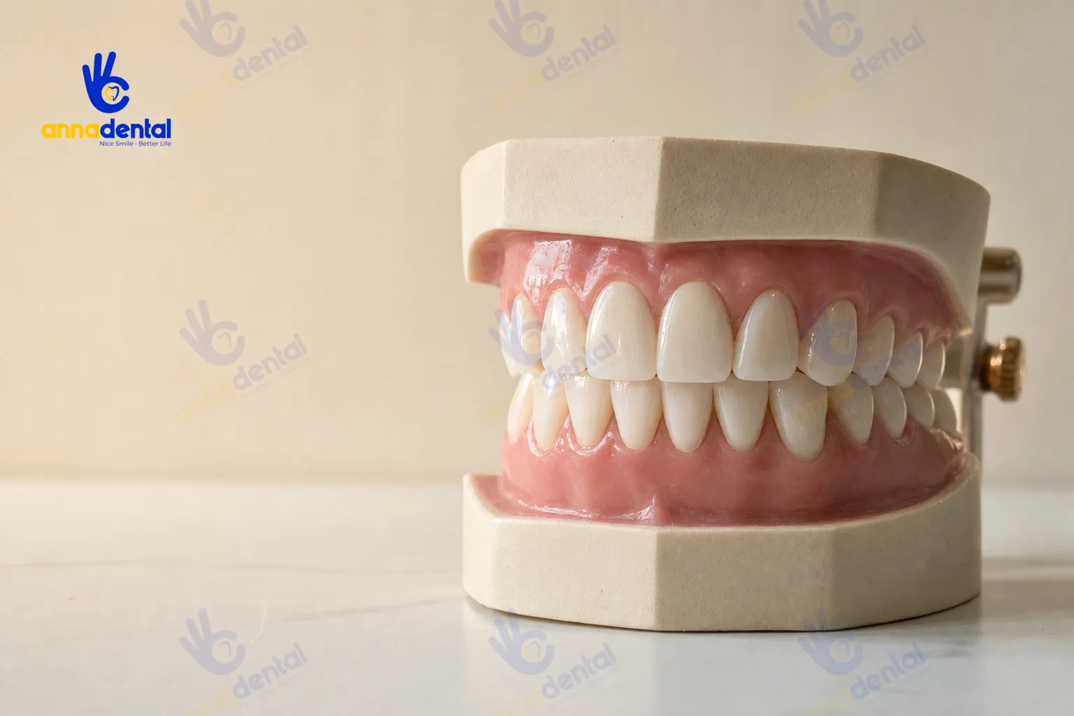 Mẫu hàm thể hiện dáng răng thỏ hài hòa với đường cong cười