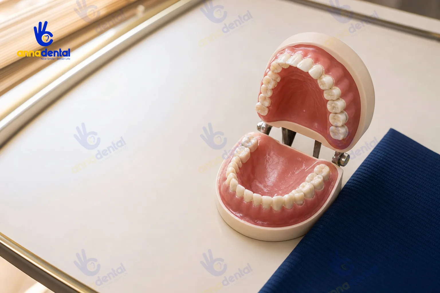 Mô hình răng sữa và răng vĩnh viễn minh họa giai đoạn thay răng