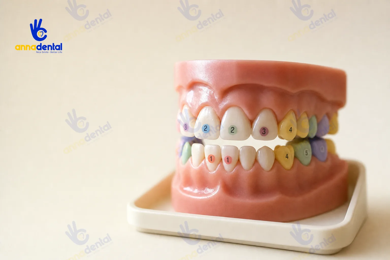 Mẫu hàm răng sữa minh họa thứ tự mọc răng ở trẻ