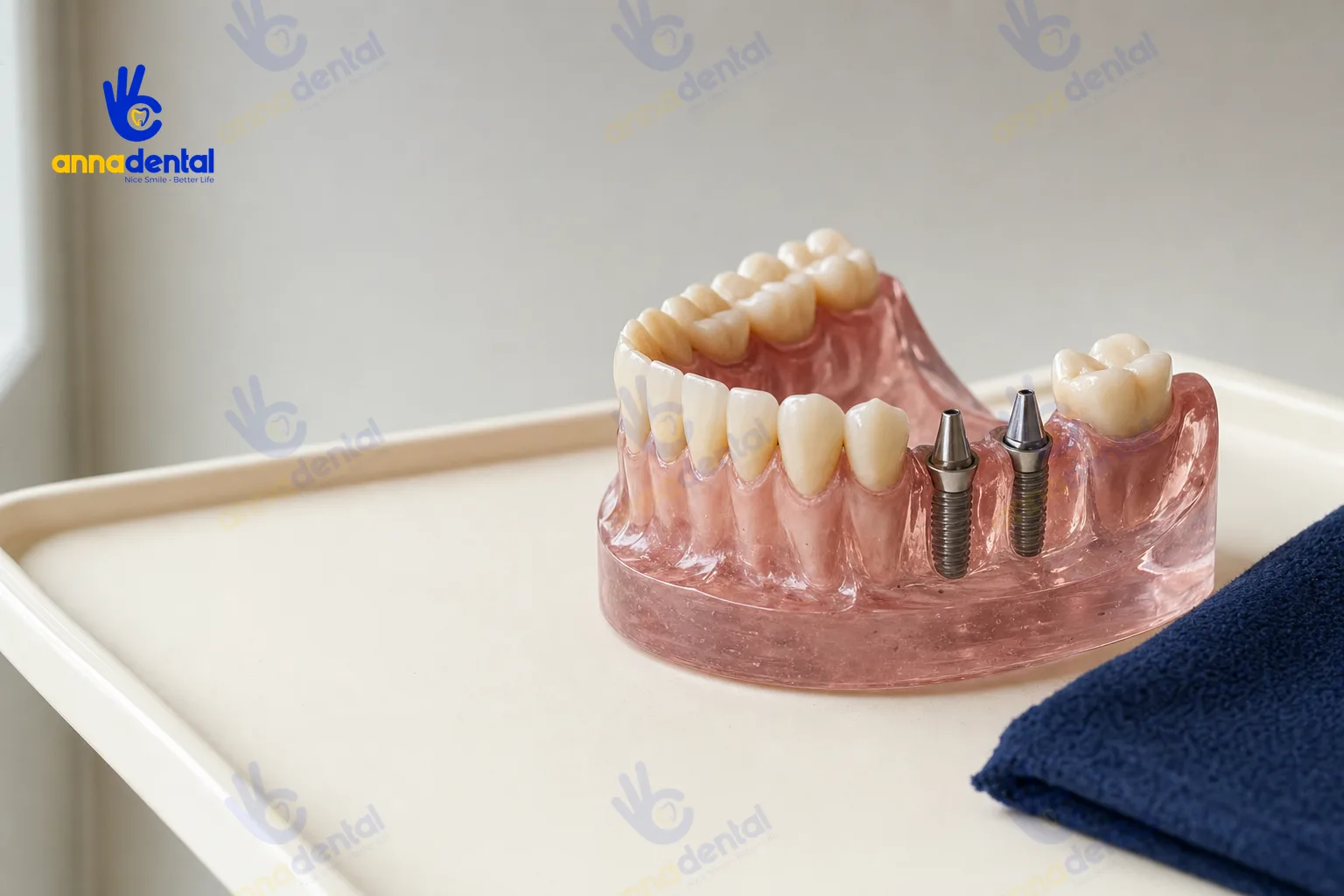 Mô hình minh họa trồng răng hàm số 6, số 7 giá bao nhiêu với trụ Implant