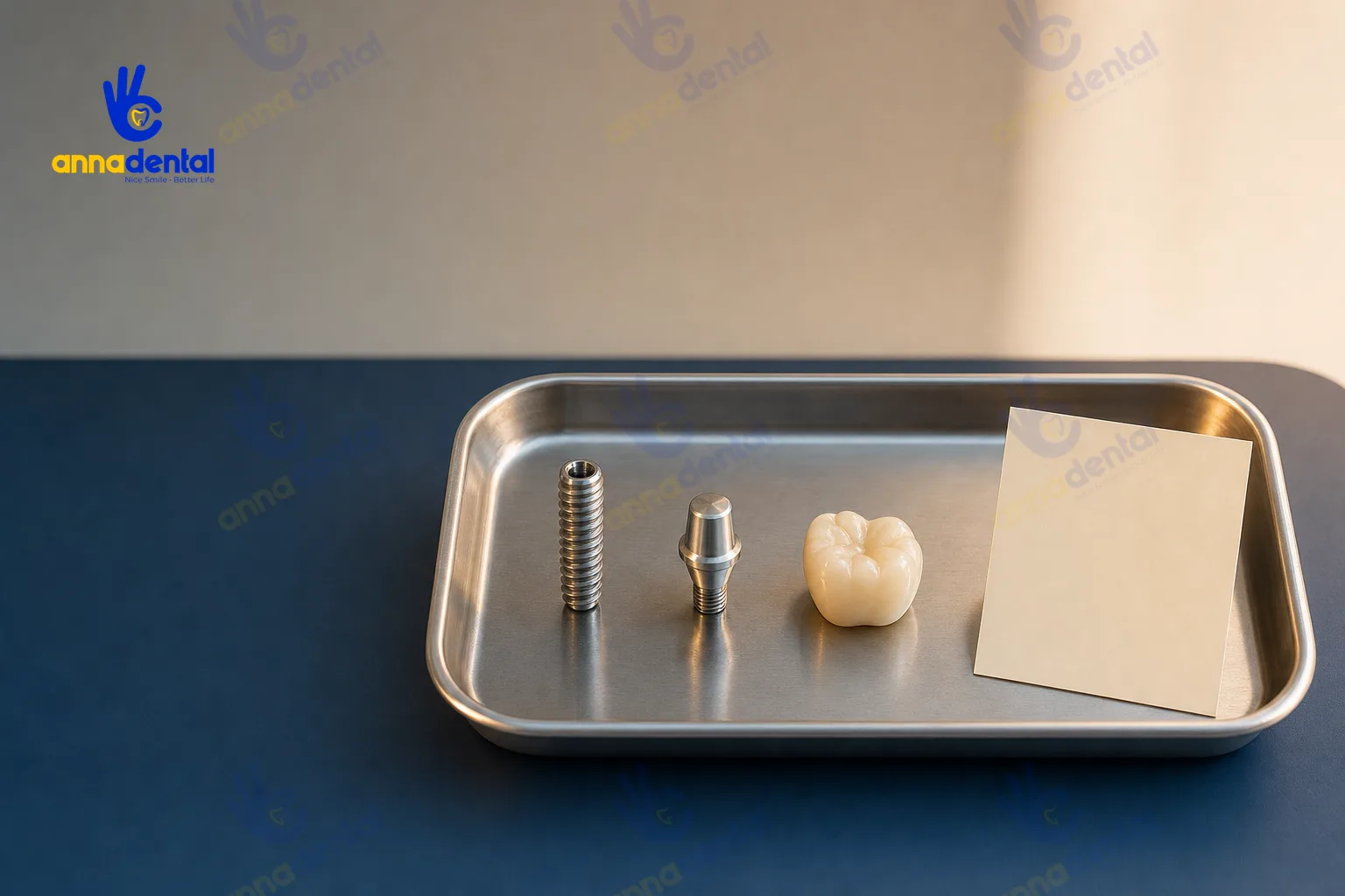 Khay dụng cụ minh họa các giai đoạn cấy ghép Implant răng hàm