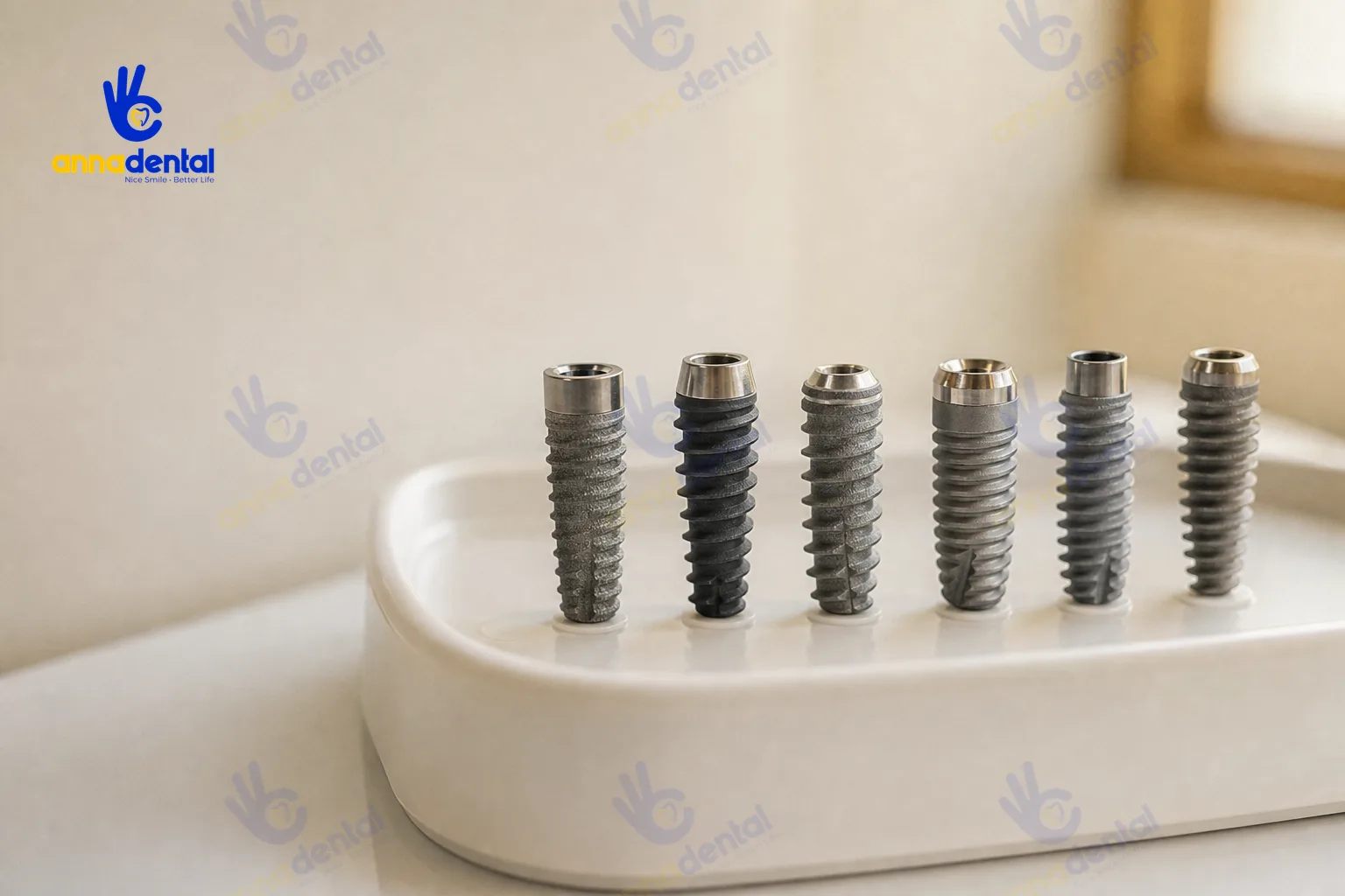 Trồng răng implant giá bao nhiêu tùy thuộc vào loại trụ được đặt trên khay sạch